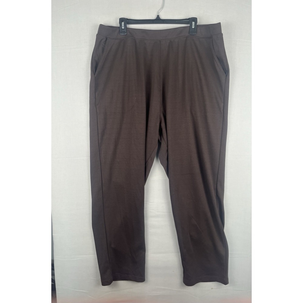 Woman Within Womens 26W Brown Pants Stretch Pull On Straight Leg Plus Size